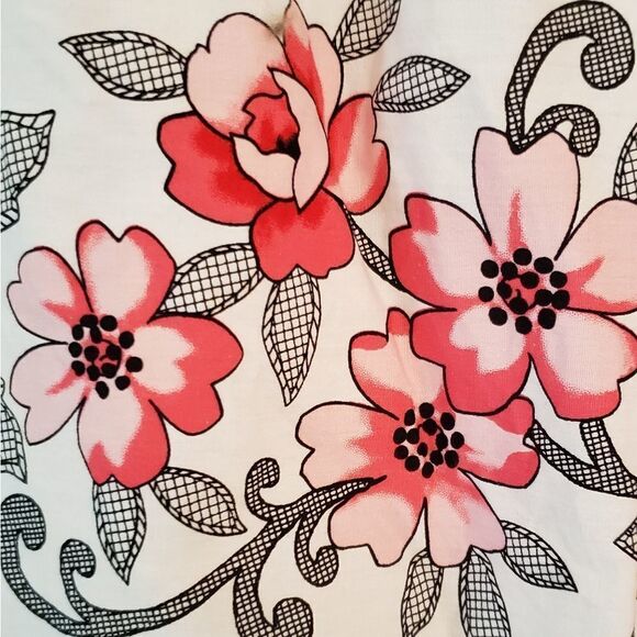 EUC Beautiful Black White Pink Floral Dress Sz 6X - Picture 6 of 8